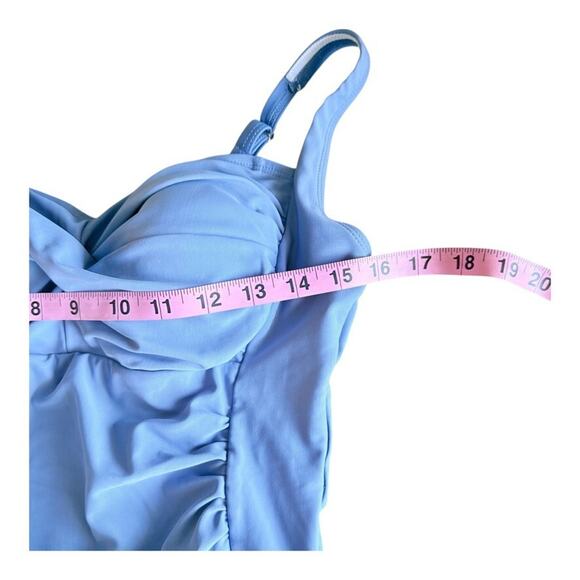 Ekouaer Women's One Piece Blue Swimsuit Ruched Tummy Control Lined Large - Picture 3 of 6